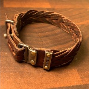 Fossil braided leather adjustable bracelet